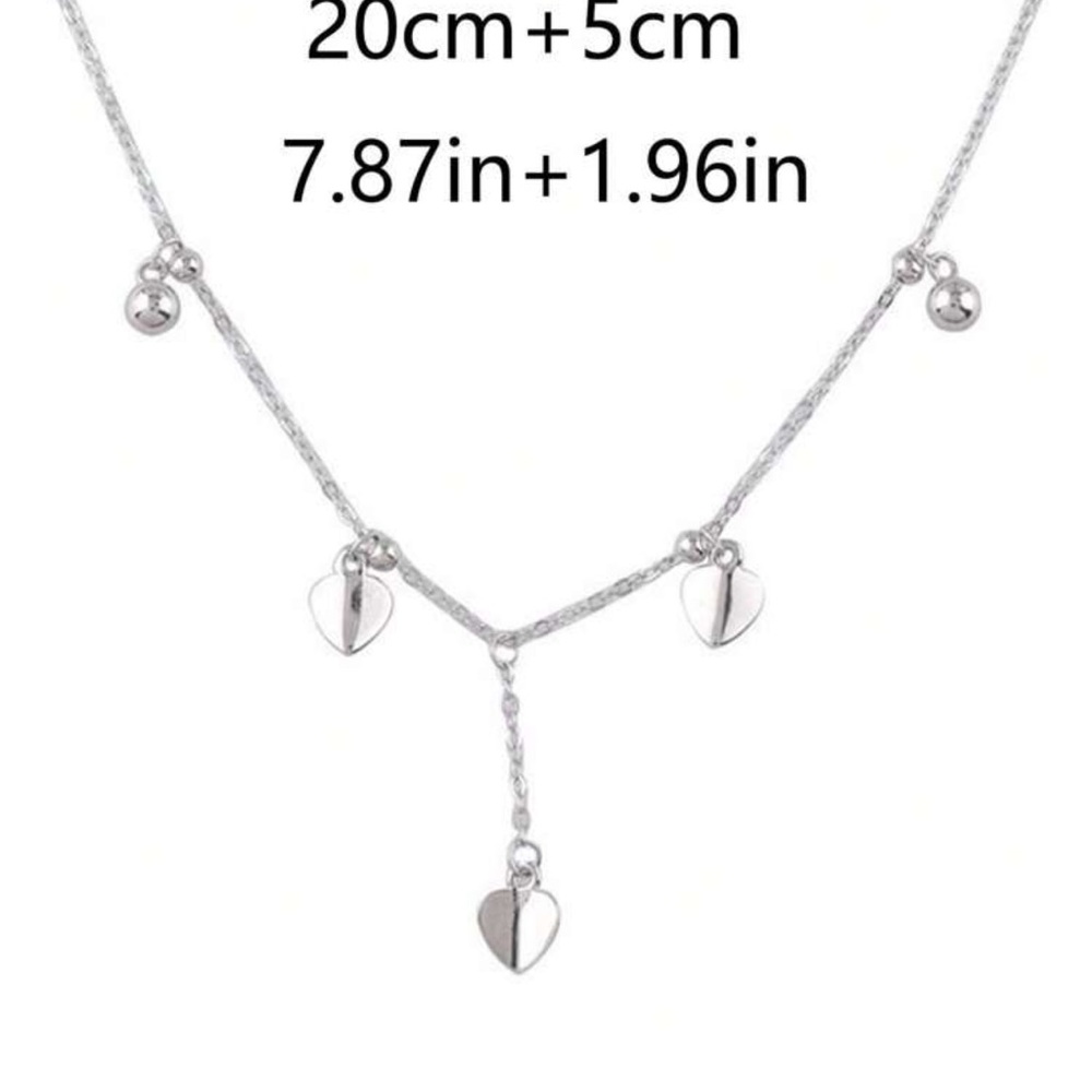 New Silver Heart Charm Anklet - Picture 5 of 5